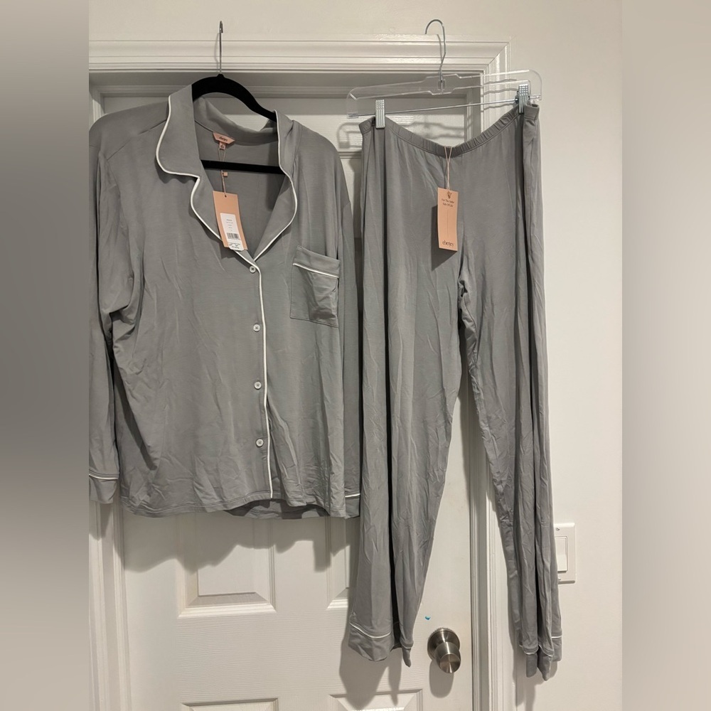 Eberjey Gisele Long PJ Set Gray Size XL NWT Soft Modal Pajama Set